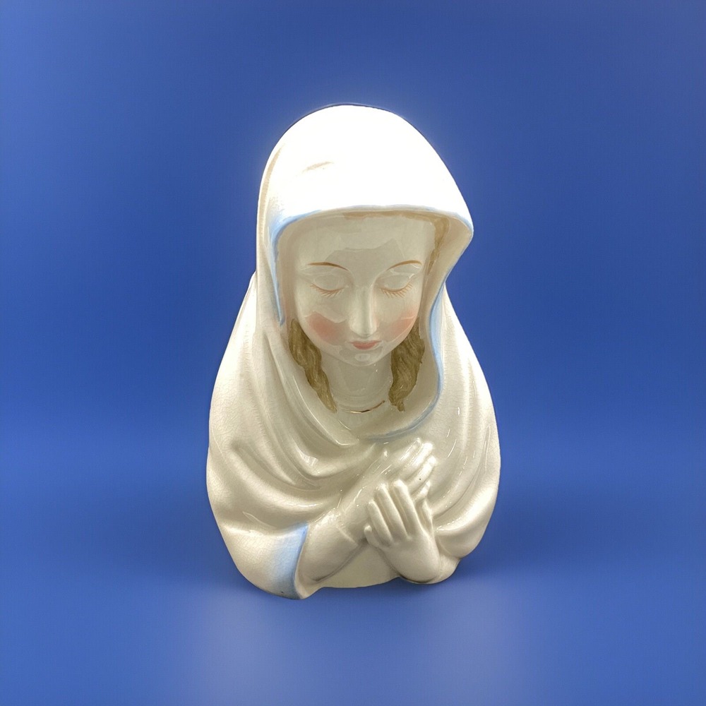 Vtg Virgin Mary Ceramic Planter Vase‎ - 6.5" Tall- Ardalt - Japan Collectible